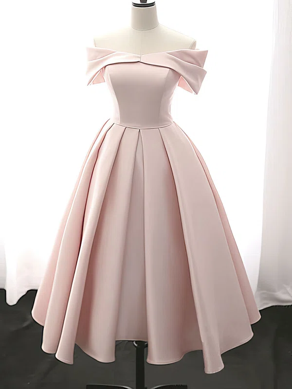 Off-The-Shoulder Satin A-line Homecoming Dresses #Milly02052594