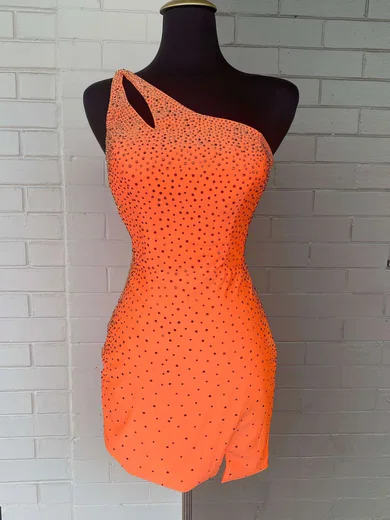 One-Shoulder Jersey Bodycon Homecoming Dresses With Beading #Milly02052616