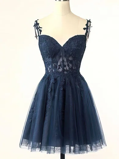 Sweetheart Lace Tulle Skater Homecoming Dresses With Appliques Lace #Milly02052652