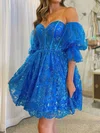 Corset Blue Skater Glitter Tulle Appliques Homecoming Dresses #Milly02052689