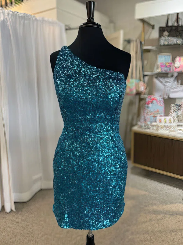 Sparkly Sequin Bodycon One-Shoulder Homecoming Dresses #Milly02052701