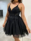 Glitter Black Skater Appliques Homecoming Dresses #Milly02052734