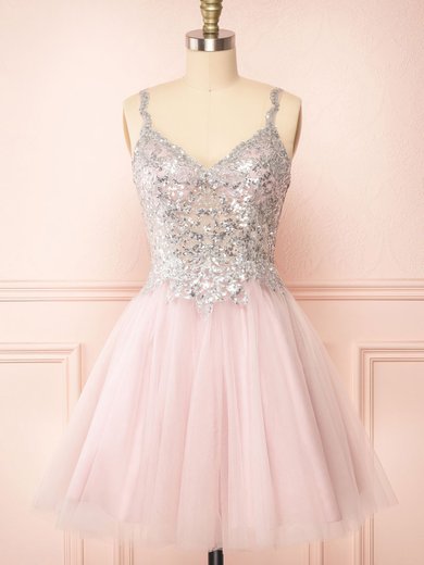 Glitter Skater Tulle Ruched Homecoming Dresses #Milly02052761