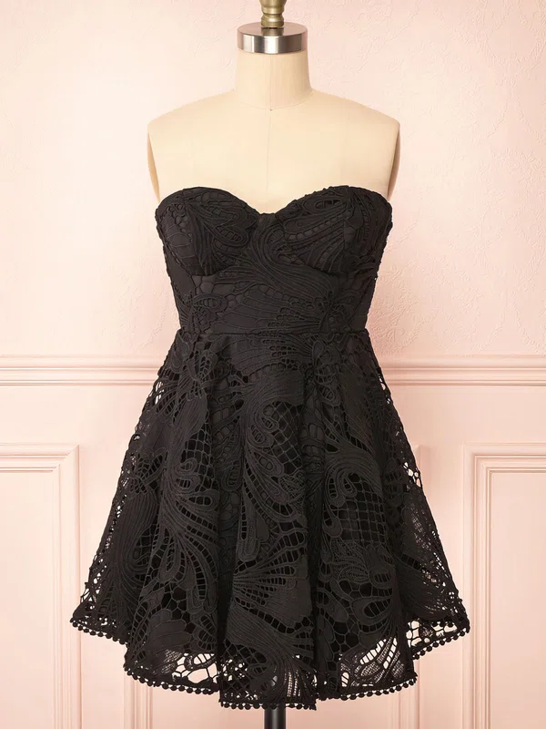 Elegant Black Skater Lace Sweetheart Homecoming Dresses #Milly02052764