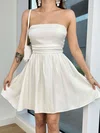 Petite White Skater Satin Ruched Homecoming Dresses #Milly02052799