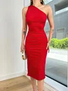 Red One-Shoulder Bodycon Knee-Length Homecoming Dresses #Milly02052822