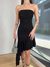 Elegant Black Fitted Jersey Asymmetrical Homecoming Dresses #Milly02052827