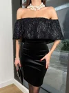 Black Off-The-Shoulder Satin Bodycon Homecoming Dresses #Milly02052834