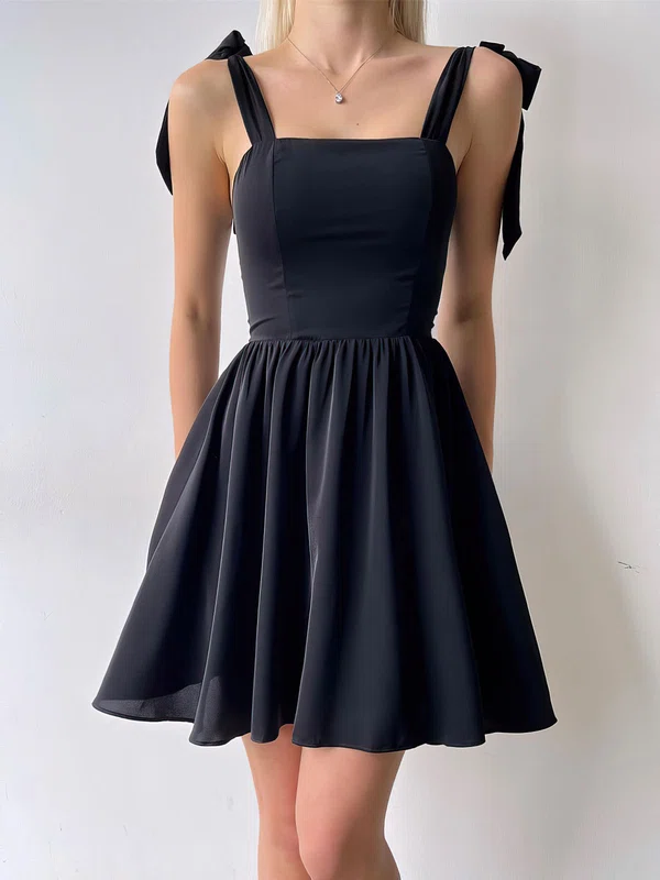 Elegant Black Skater Chiffon Ruched Homecoming Dresses #Milly02052850