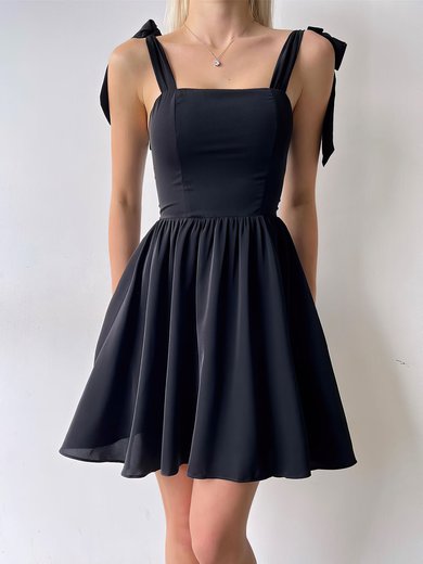 Elegant Black Skater Chiffon Ruched Homecoming Dresses #Milly02052850