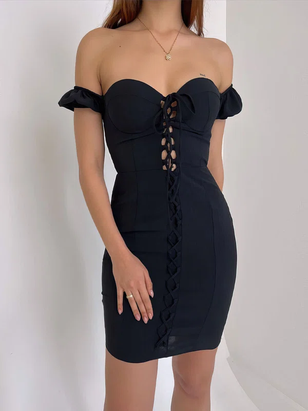 Black Off-The-Shoulder Bodycon Homecoming Dresses #Milly02052857