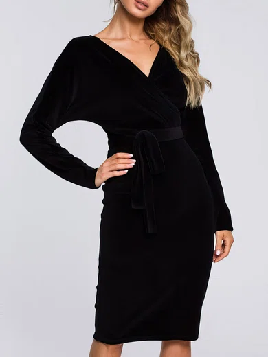 Black Velvet Long Sleeve Midi Dress #Milly02052918