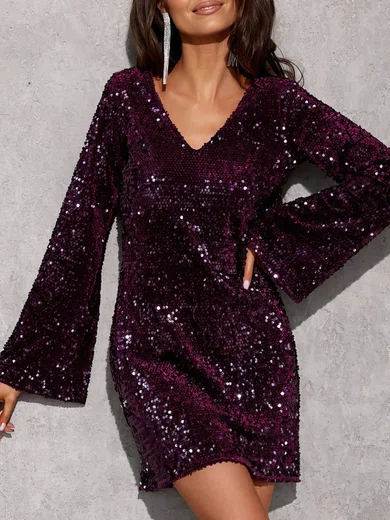 Grape Sequin Long Sleeve Mini Dress #Milly02053105