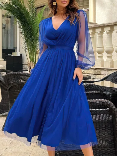 Puff Sleeve Tulle Knee-Length Homecoming Dresses #Milly02053142