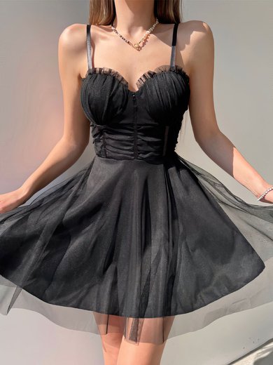 Corset Black Skater Tulle Ruched Homecoming Dresses #Milly02052981