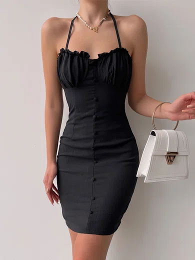 Black Halter Bodycon Homecoming Dresses #Milly02052988