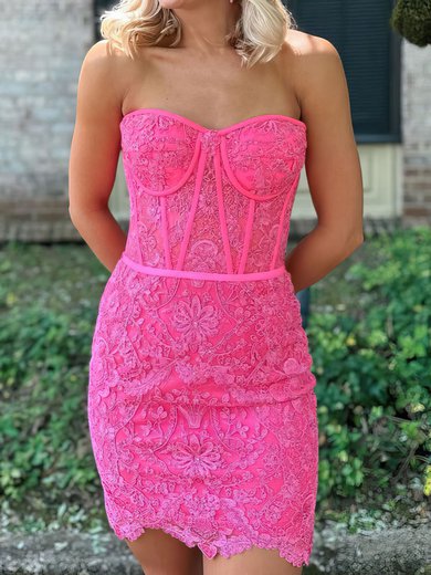 Corset Fuchsia Lace Bodycon Sweetheart Homecoming Dresses #Milly02053006