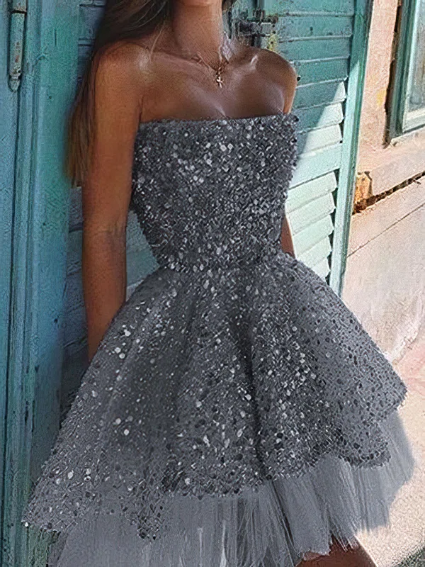 Glitter Skater Straight Ruched Homecoming Dresses #Milly02053027