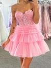 Corset Skater Glitter Tulle Tiered Homecoming Dresses #Milly02053047