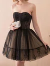 Corset Black Tulle Skater Appliques Homecoming Dresses #Milly02053049