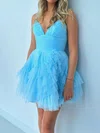 Glitter Blue Skater Tiered Ruffle Homecoming Dresses #Milly02053054