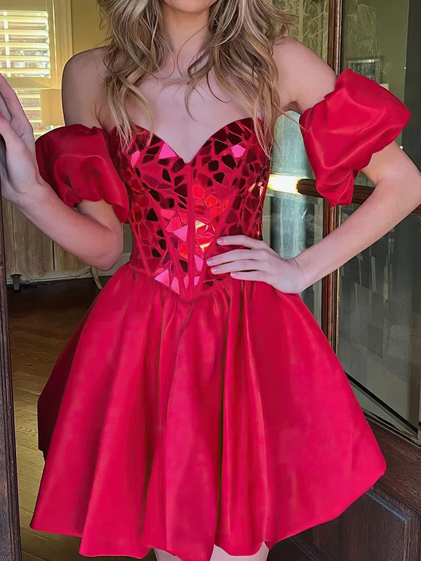 Corset Red Satin Skater Sweetheart Homecoming Dresses #Milly02053058