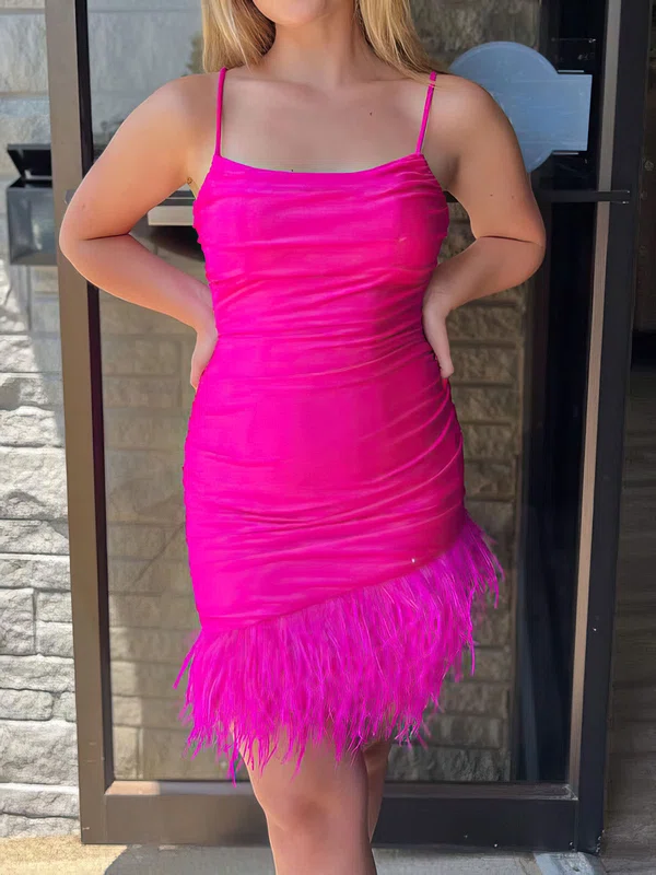 Fuchsia Tight Jersey Feathers Homecoming Dresses #Milly02053079