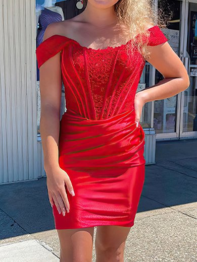 Corset Red Bodycon Satin Ruched Homecoming Dresses #Milly02053096