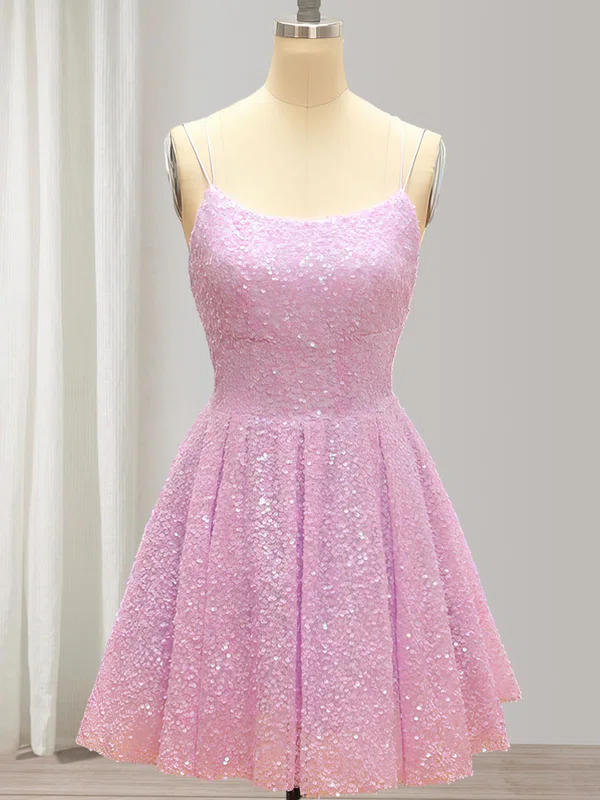 Sparkly Skater Sequin Square Neck Homecoming Dresses #Milly02053195