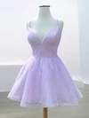 V-neck Glitter Skater Homecoming Dresses #Milly02053210