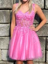 Corset Bubblegum Tulle Skater Appliques Homecoming Dresses #Milly02053224