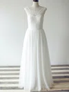 Tulle Lace Scoop Neck Ruffles Cap Straps White New Wedding Dress #00020480