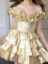 Corset Skater Metallic Tiered Ruffle Homecoming Dresses #Milly02053230