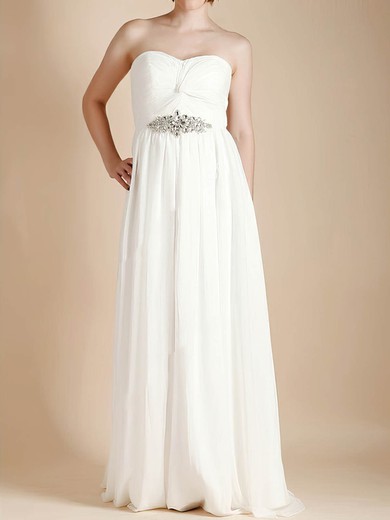 Empire Ivory Chiffon with Criss Cross Sweetheart Elegant Wedding Dresses #00020481