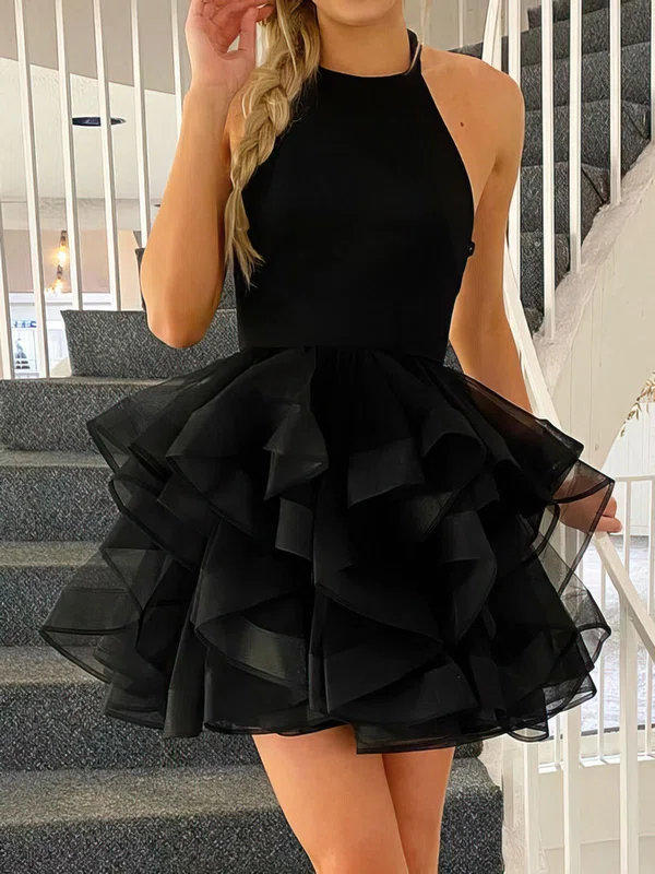 Halter Organza Skater Homecoming Dresses With Tiered #Milly02053243