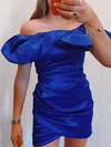 Unique Royal Blue Bodycon Satin Ruched Homecoming Dresses #Milly02053262