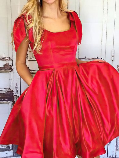 Elegent Red Skater Satin Bow Homecoming Dresses #Milly02053271