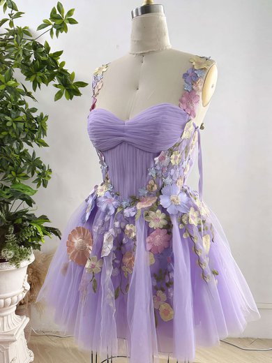 Cute Lilac Skater Tulle Floral Homecoming Dresses #Milly02053279