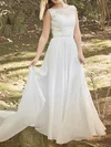 Scoop Neck White Chiffon And Court Train Lace Online Wedding Dresses #00020486