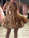 Unique Gold Skater Organza Ruffle Homecoming Dresses #Milly02053298