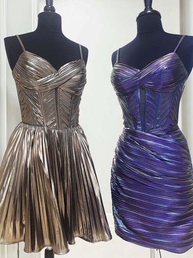 Corset Metallic V-neck Ruched Homecoming Dresses #Milly02053305