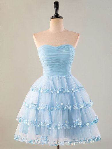 Cute Sky Blue Skater Tulle Tiered Homecoming Dresses #Milly02053309