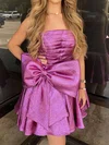 Unique Fuchsia Skater Metallic Bow Homecoming Dresses #Milly02053321