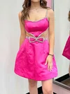 A-line Square Neck Satin Homecoming Dresses With Beading #Milly02053324