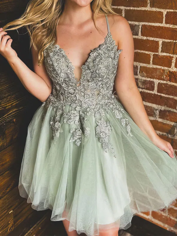 Elegant Skater Tulle Appliques Homecoming Dresses #Milly02053395