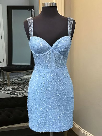 Corset Sky Blue Bodycon Sequin Sweetheart Homecoming Dresses #Milly02053403