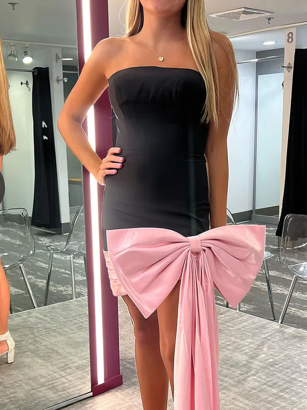 Unique Black Bodycon Stretch Crepe Bow Homecoming Dresses #Milly02053426