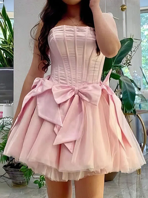 Corset Skater Satin Straight Bow Homecoming Dresses #Milly02053427