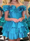 Unique Blue Skater Taffeta Tiered Ruffle Homecoming Dresses #Milly02053433