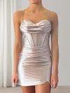 Corset Silver Tight Satin Ruched Homecoming Dresses #Milly02053445